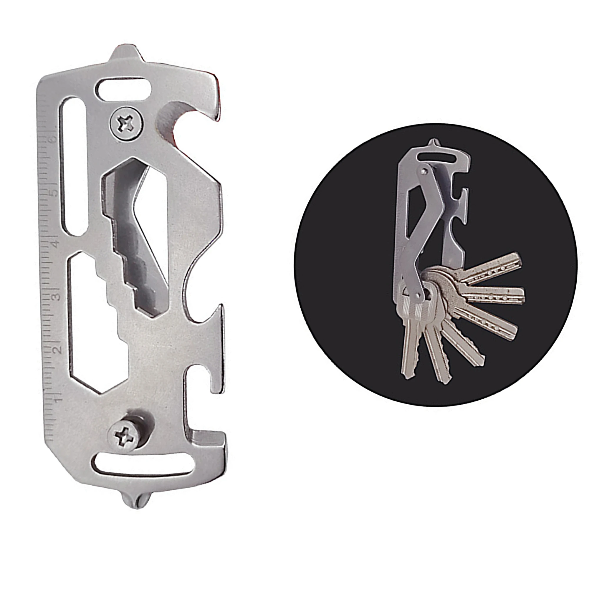 ONE Multi Purpose Biker Stainless Steel Large Clip Buckle Quick Release Hook Wrench Screw Driver Clasp FOB EDC DIY