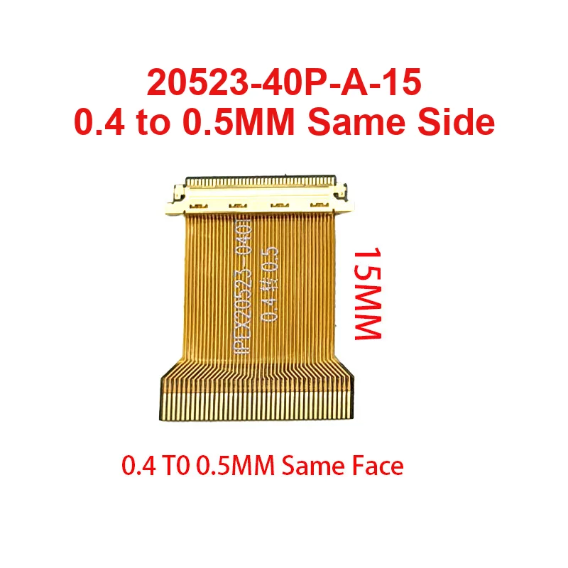 I-PEX 20523 40P 0.4mm to 0.5mm FPC EDP LVDS Adapter Cable Same Reverse Side 26mm 250mm