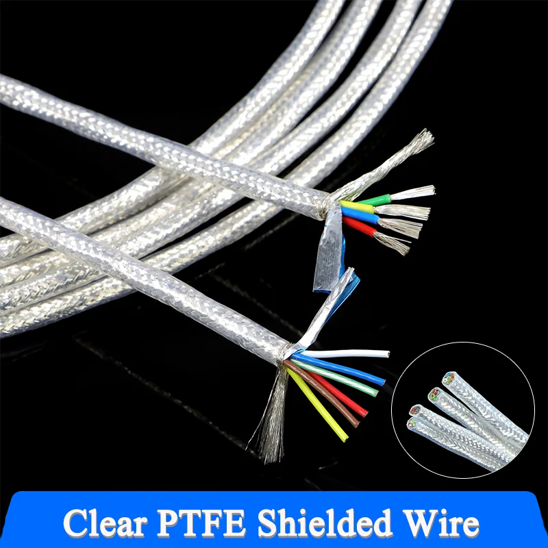 Transparent PTFE Shielded Wire Silver Plated Sq.0.15~0.5mm 2 3 4 6 Cores Hifi Amplifier Speaker Headphone Audio Cable 1M/5M
