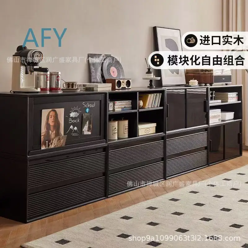 Rubberwood TV Stand for Living Room Modular Cube Storage Cabinet for Dining Room Sideboard Low Height Floor Cabinet for Home
