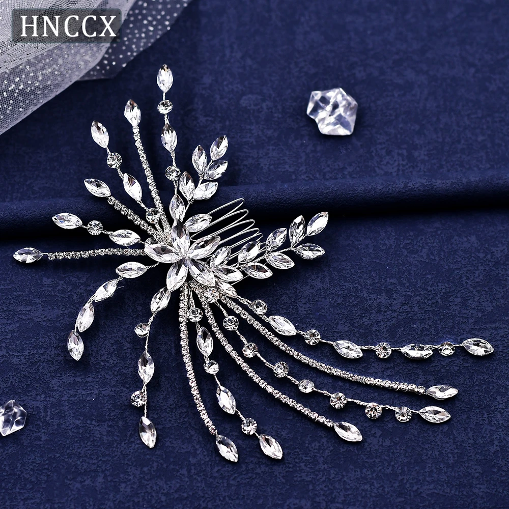 HNCCX  Luxury Silver Color Full Rhinestones Accessories Women Hair  Comb For Bride Headdress Tiaras Wedding Hair  CP557