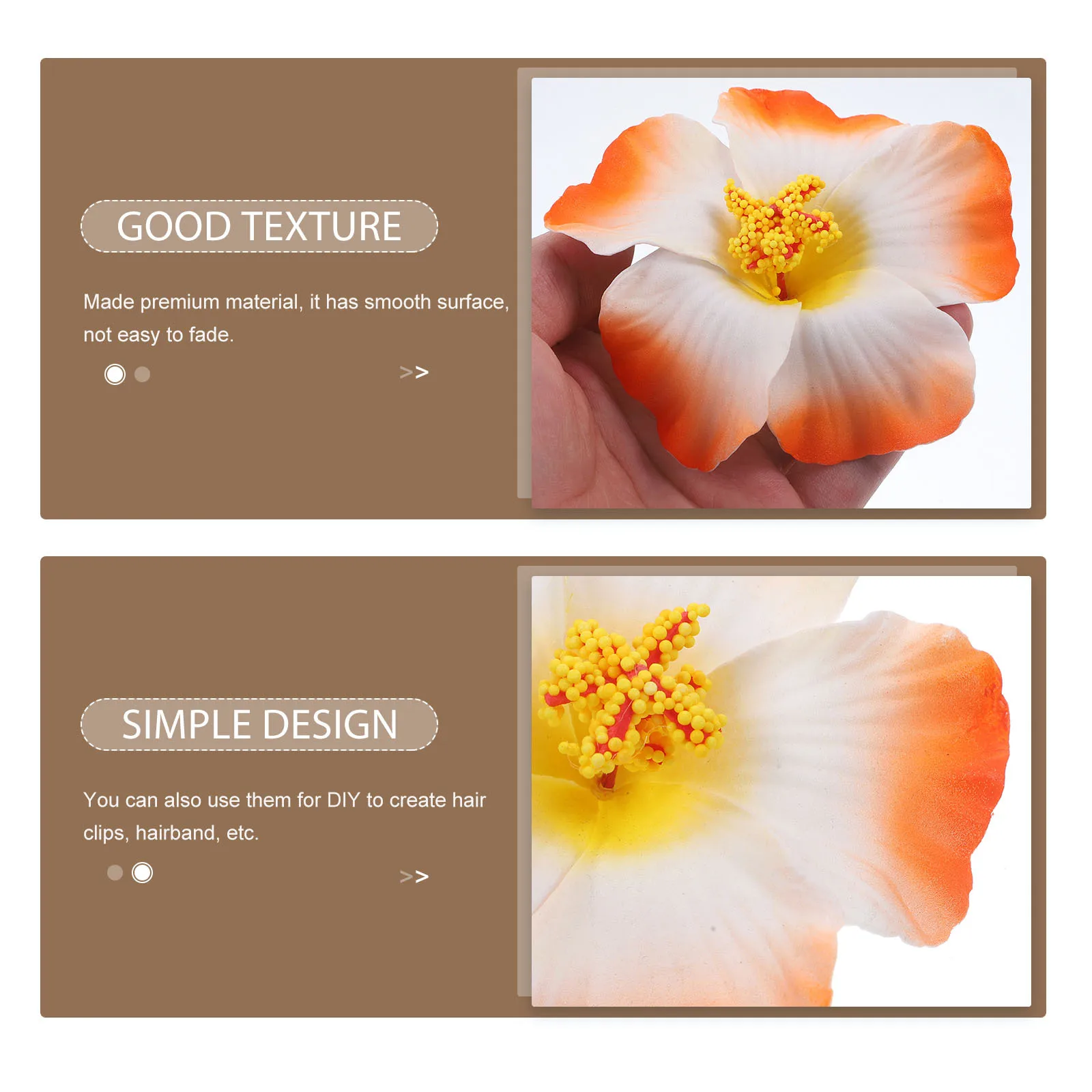 

1 pc Hibiscus Flowers Artificial Premium Smooth Fade-Resistant Tropical Photo Prop For Hawaiian Party Wedding Decor Festival