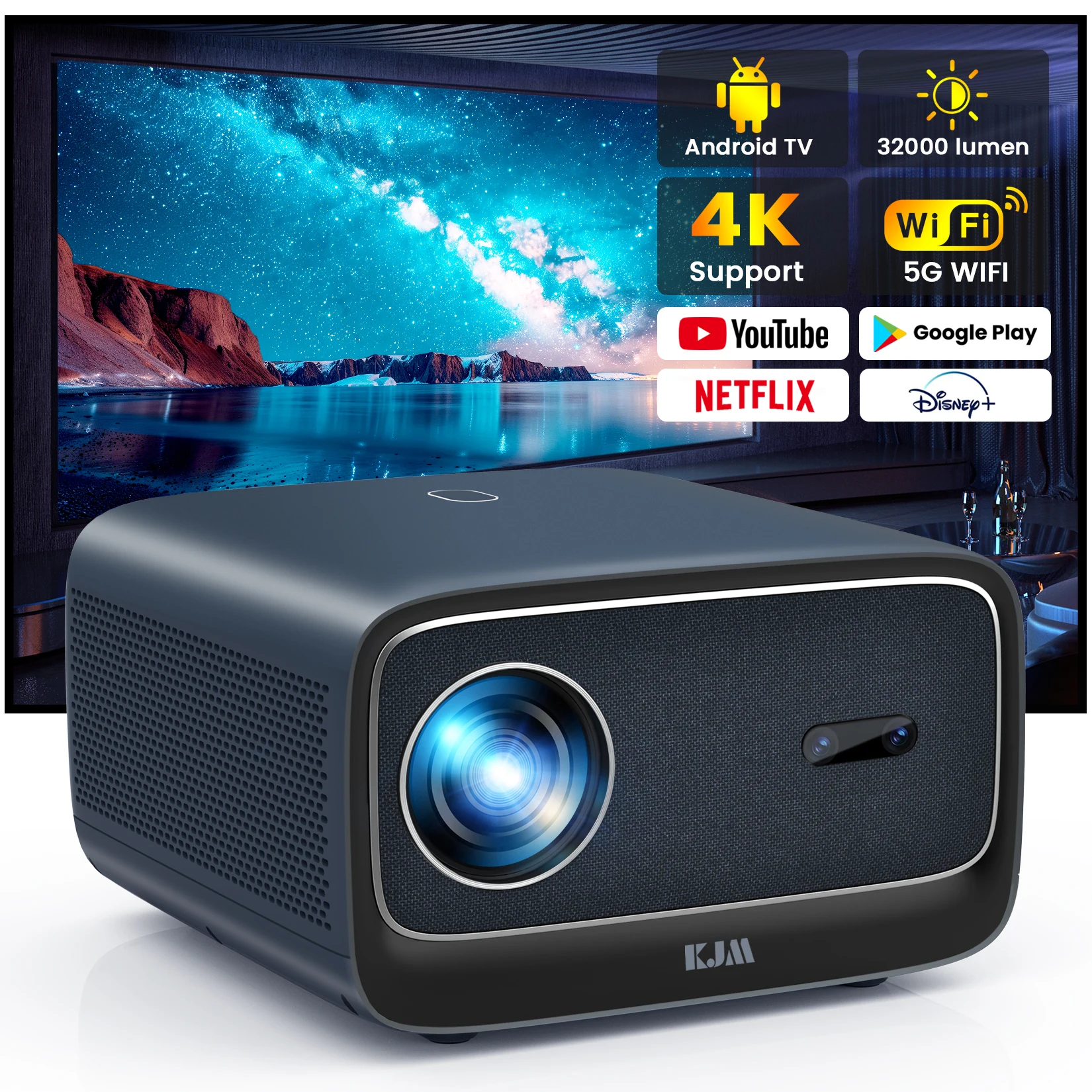 

KJM K2 32000LM 5G wifi Projectors 4k Linux 1080P Projector Netflix JBL Sound Dolby Smart Projector HDR 10 Auto Focus Home Beamer