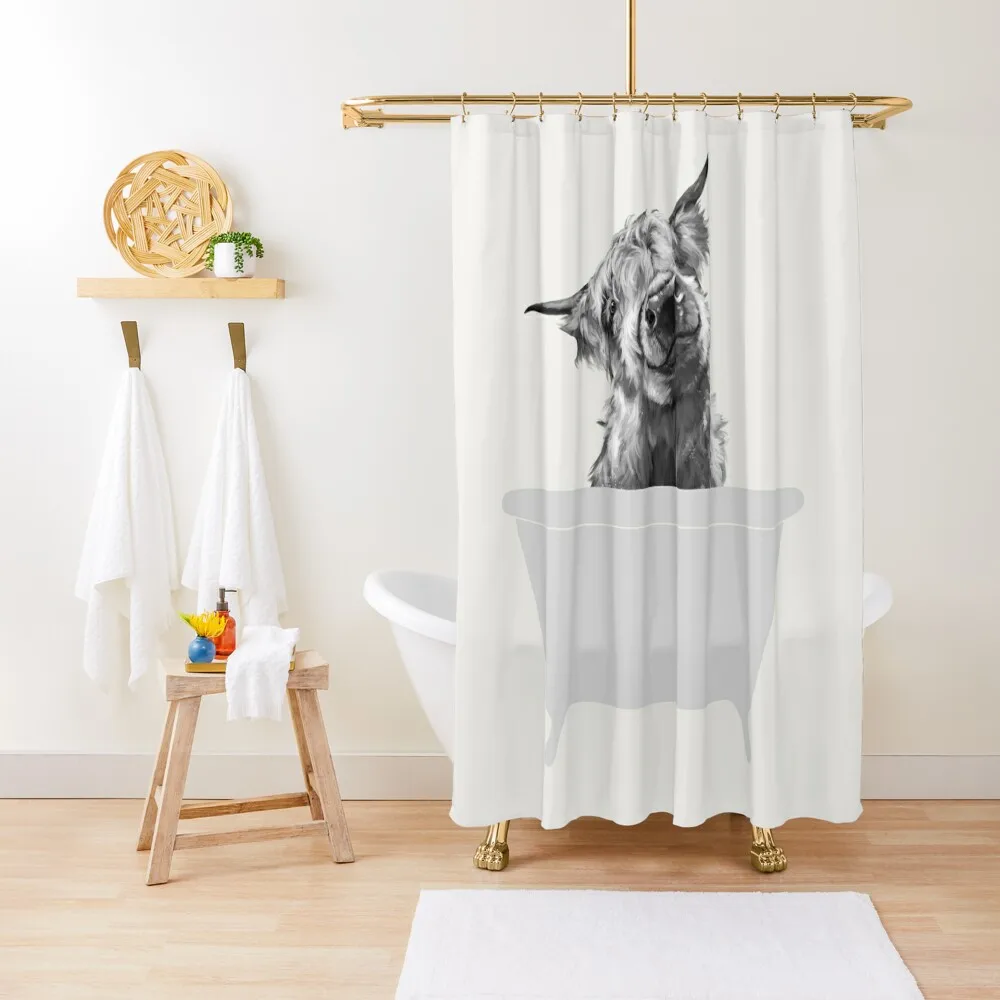 

Vintage Highland Cow in Bathtub Shower Curtain For Bathrooms With Beautiful Designs Bathroom Shower Curtain
