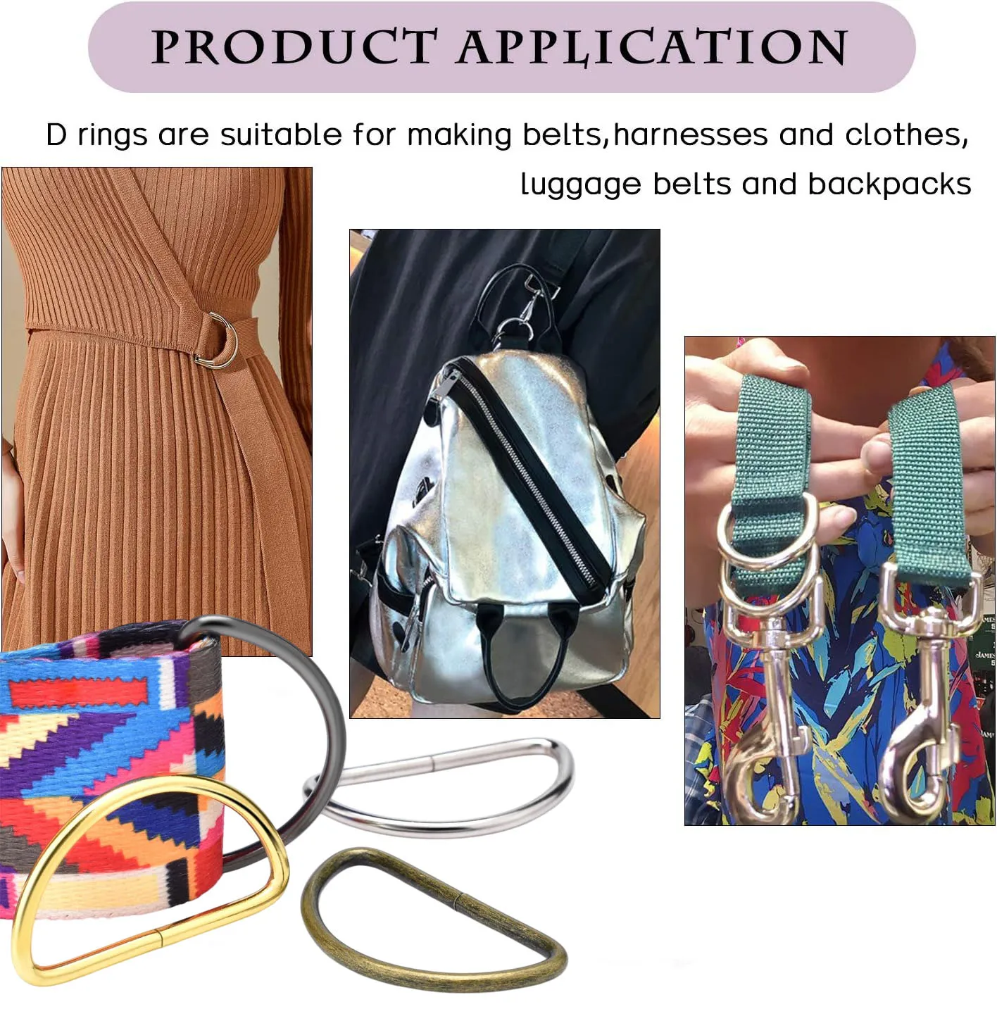 10pcs/pack D Ring Metal Ring Metal Clasp Belt Buckle Leather hardware bra hook Package accessories Webbing 10mm-38mm