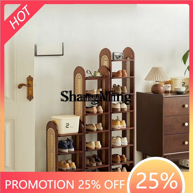 

SM Новая многослойная бытовая дверь, небольшой узкий шкаф для обуви, входная дверь, простая полка для обуви из массива дерева, ротанга