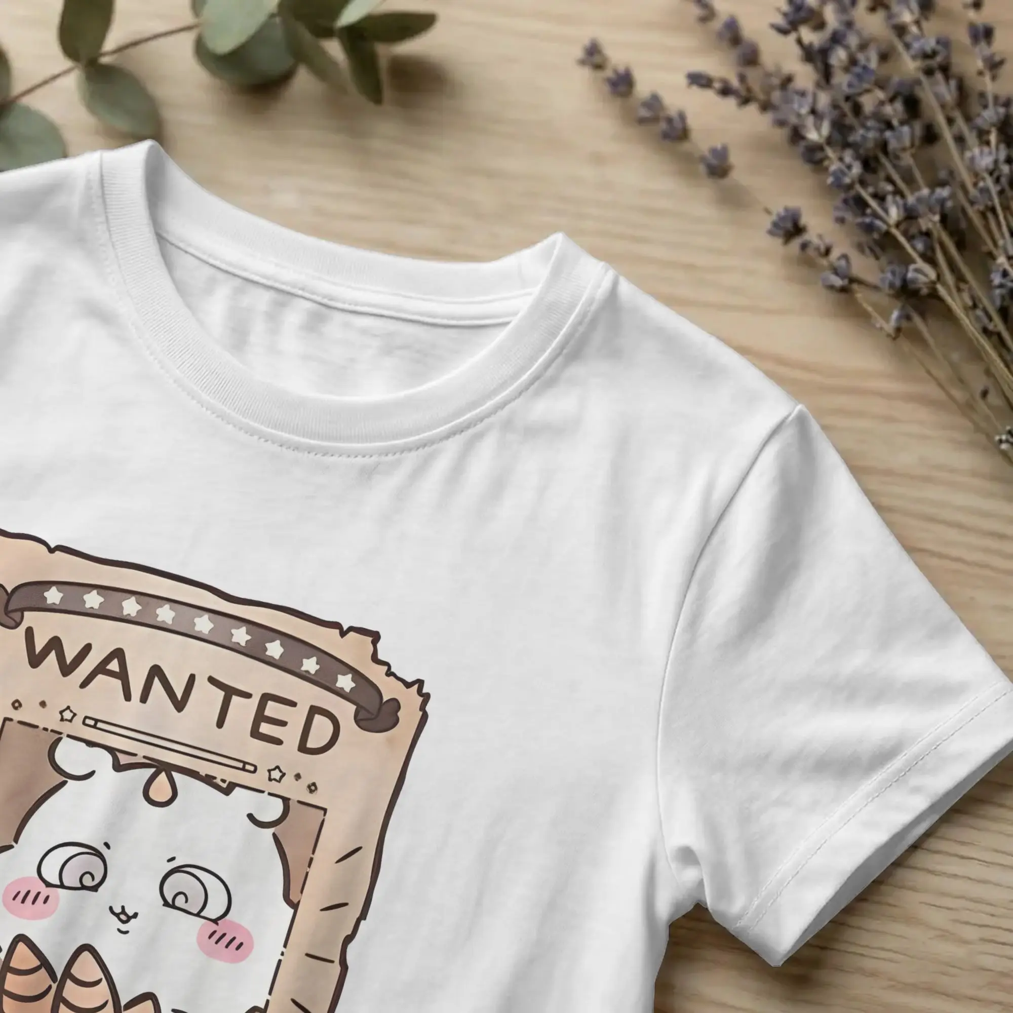 WANTED Anoko in Chiikawas T-Shirts Herren-Baumwolloberteile im Vintage-Stil mit Rundhalsausschnitt und kurzen Ärmeln – Detail 2