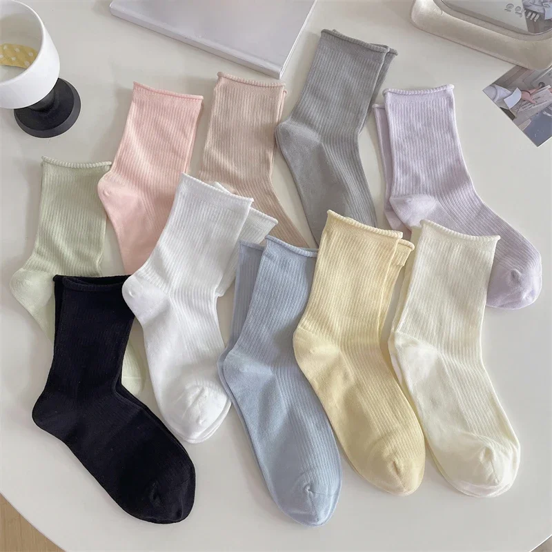 

Женские носки, короткие новые летние модные простые весенне-летние женские тонкие носки, дышащие повседневные базовые носки ярких цветов, мягкие