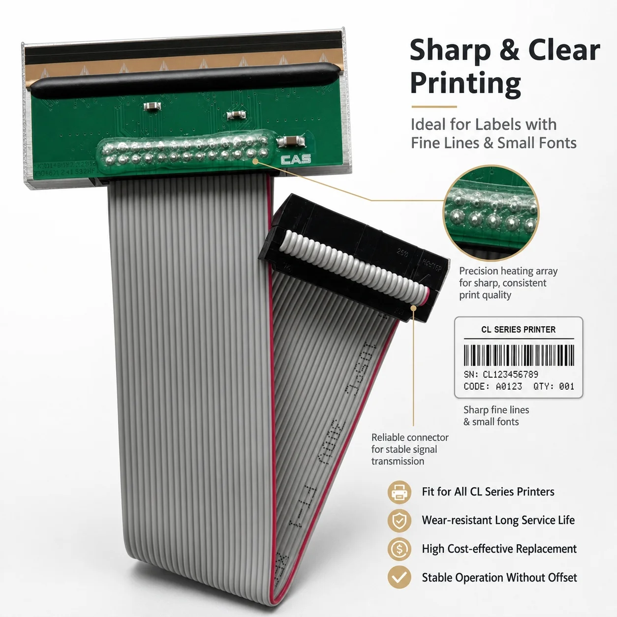 1/2X CL5000 Thermal Printhead Thermal Printer Print for CAS CL5000J-15 IS CL5000J CL5200 CL5500 CL3000 Scales Print Head Replace