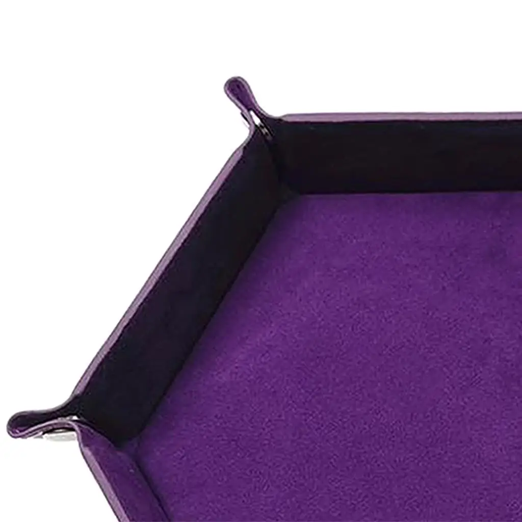 Portable Hexagon Dice Tray Foldable Leather Dish Collapsible Table Mat Organizer for Rolling Games