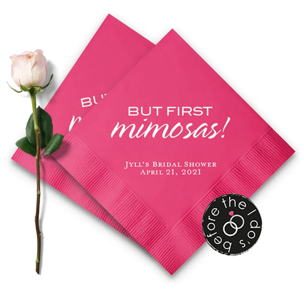 

But First Mimosas! Personalized Wedding Napkins - Cocktail Napkins - Paper Wedding Napkins - Wedding Bar Napkins - Bridal Shower