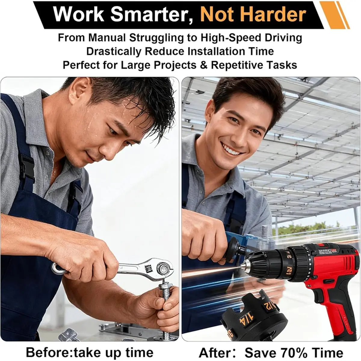 ナットジッパードリルアタッチメント、1-4インチ、3-8インチ、1-2インチのネジ付きロッド用六角シャンクナットドライバー、ナットドリルビットソケットレンチツール