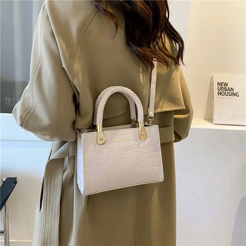 New Candy Color Stone Woven Tote Crossbody Bag 13 Color Womens Leather Crossbody Bags 2023 Ladies Small Handbag For Women