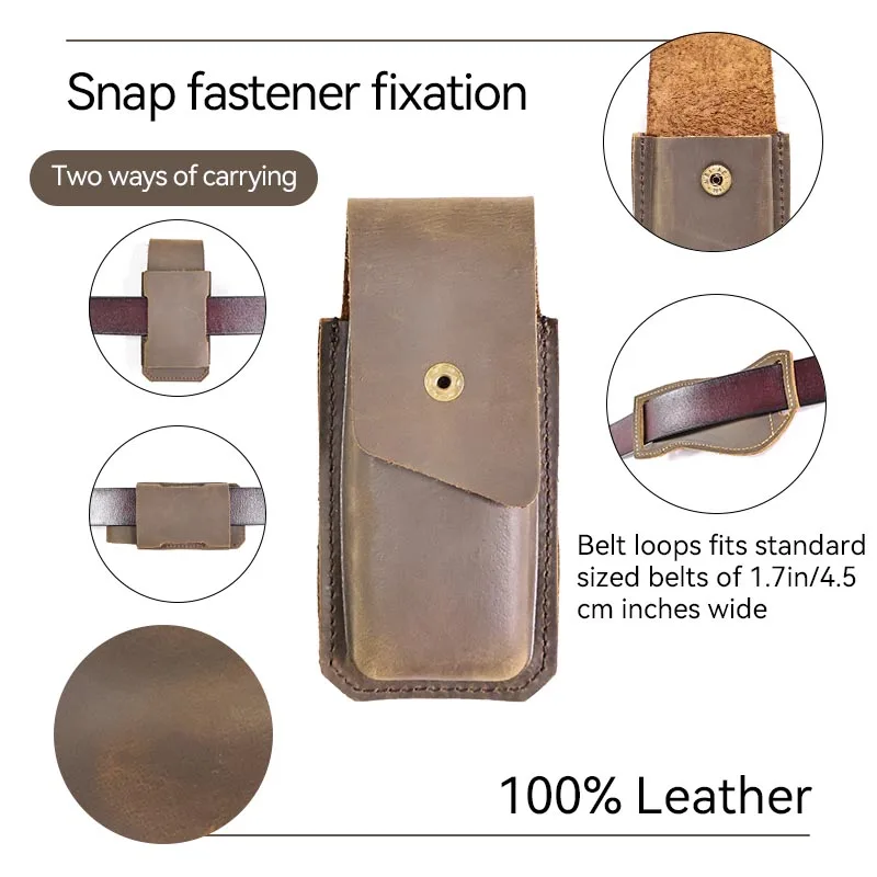 1pcFirst-layer cowhide outdoor folding knife leather case knife storage bag small knife leisure protective coverPU leather