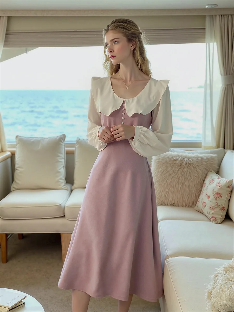 Women'S Dress Autumn Woman Long Sleeve Black White Patchwork Tied Tie-Dye Tie-Up Tight-Fitting Tossy Townlike Tropical Tummy