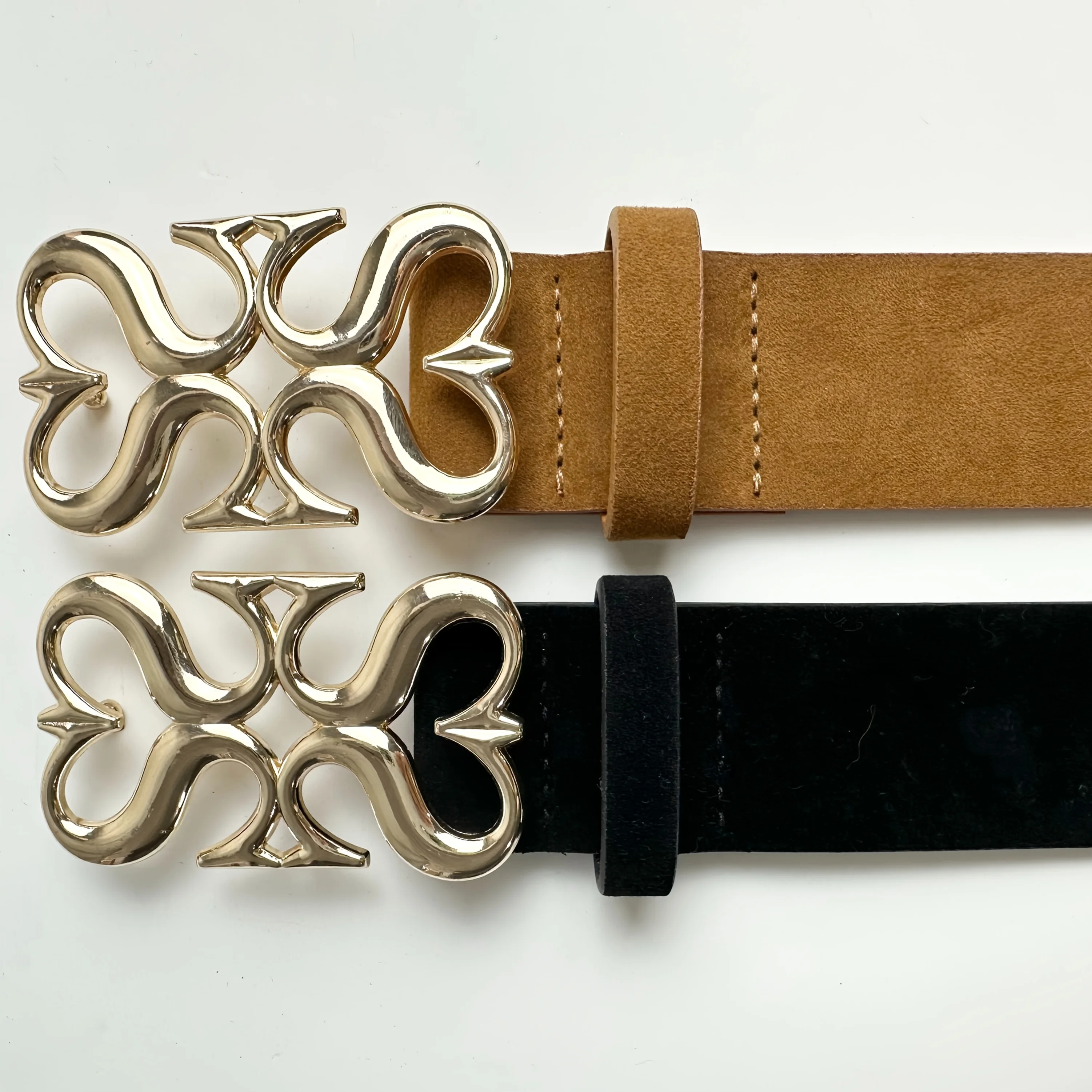 1/2PC Women's Belt Suede Double S Buckle Simple, Fashionable, Versatile, Suitable for Casual Parties, Daily Commuting