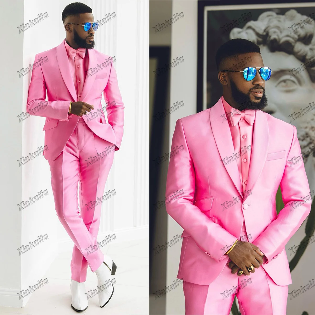 

Fashion Pink Wedding Men Suits New Casual Comfort Business Tailor-Made Groom 3-Pieces Formal Occasions Singer Party Customized