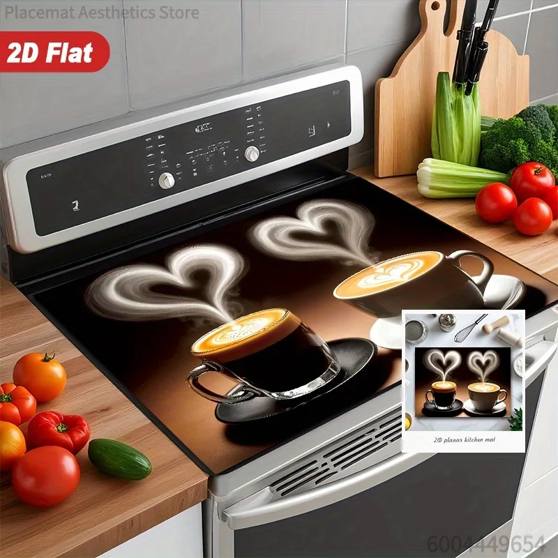 Heart-Shaped Steam 2D Stove Mat – Heat & Scratch Resistant, Easy-Clean Cover for Induction, Ceramic & Electric Cooktops