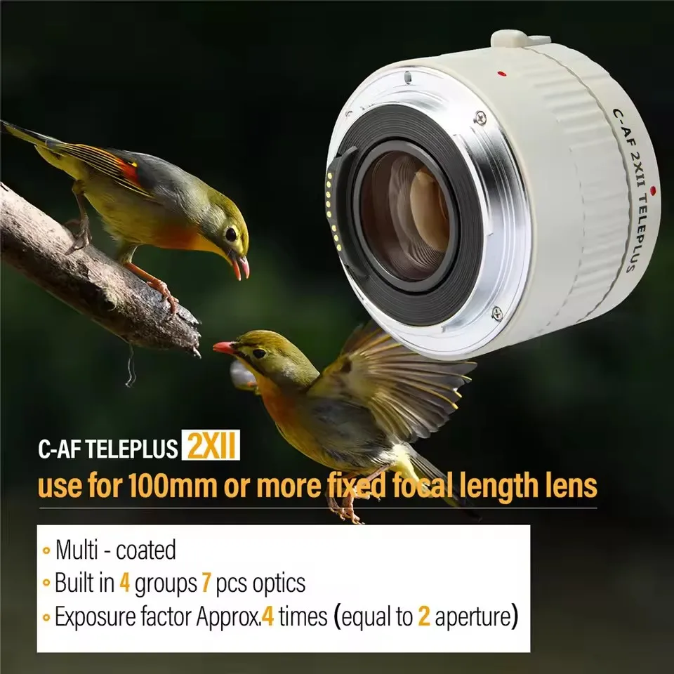 VILTROX C-AF 2X II Teleplus Autofocus Teleconverter Extender Telephoto Converter for Canon EOS EF Lens 7DII 5D IV 6D 6DII 5D3