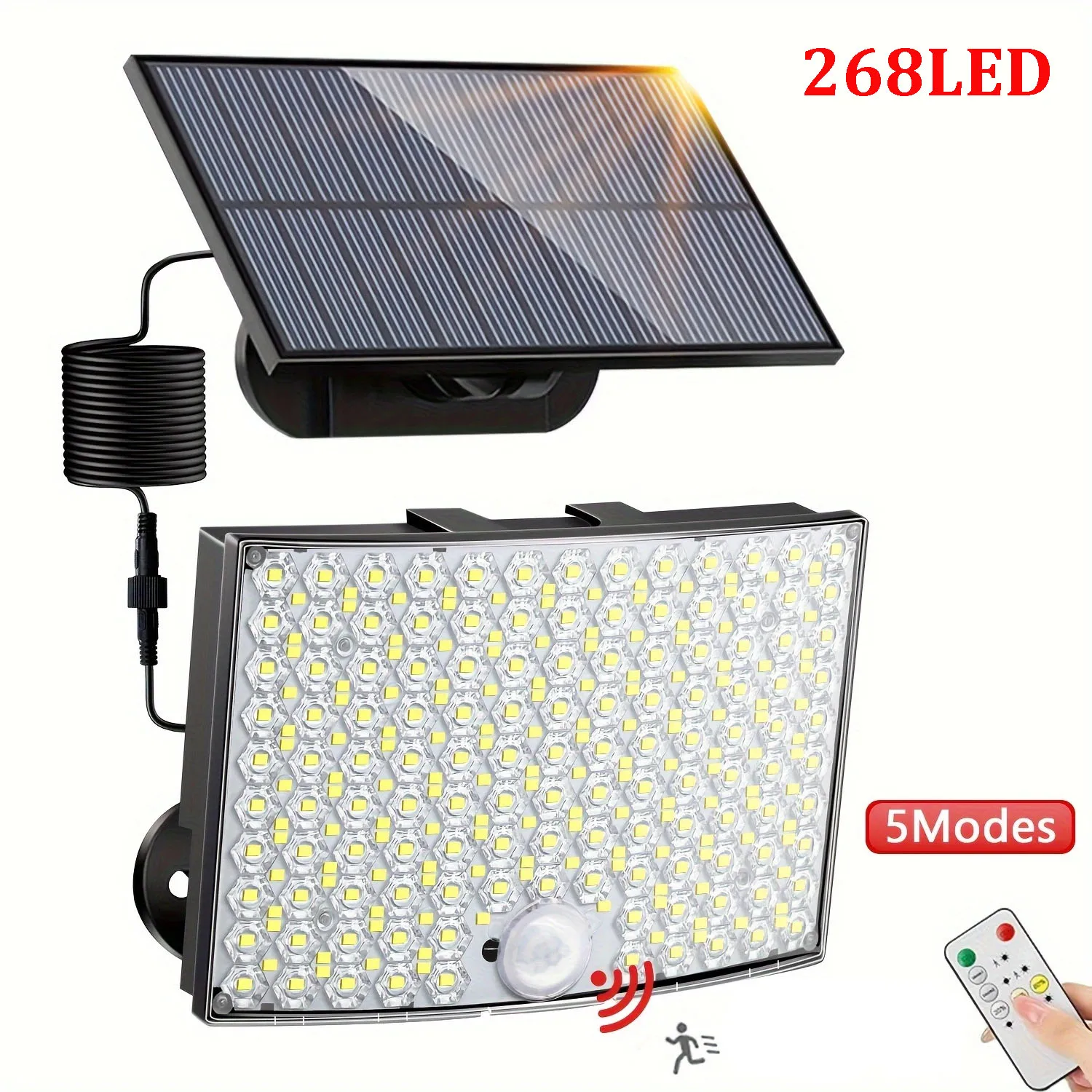 Outdoor Solar Spotlights for Garden Garages, 268LED Solar Wall Light With Motion Sensor 5 Modes, IP65 Solar Wall Lamp