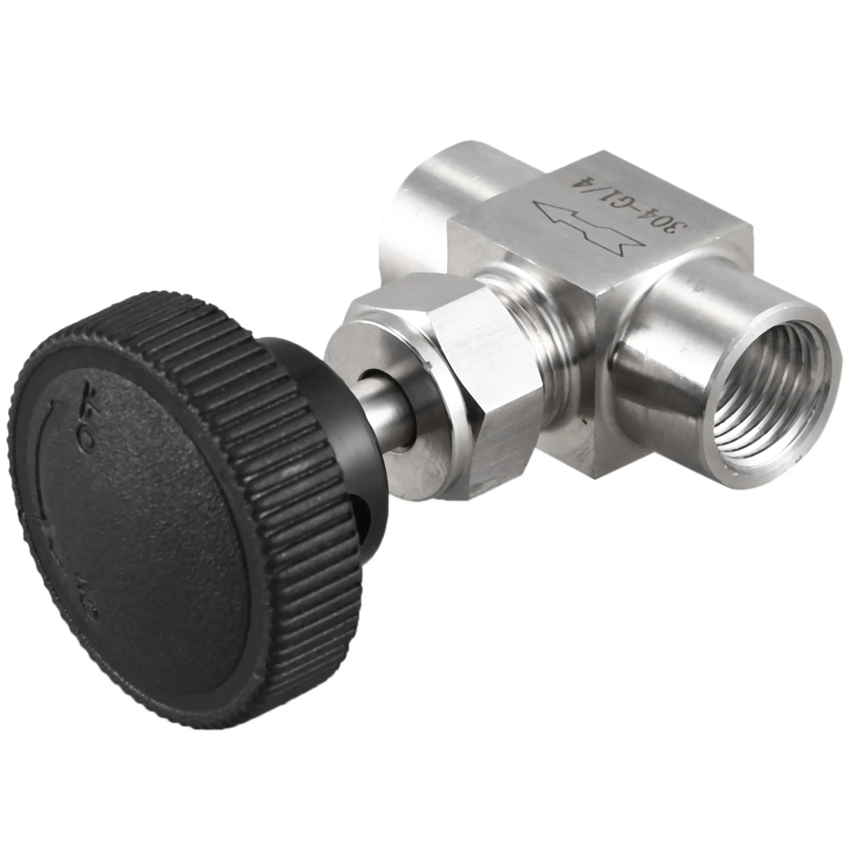 AT63 2X 1/4 Inch BSP Equal Female Thread SS 304 Stainless Steel Flow Control Shut Off Needle Valve