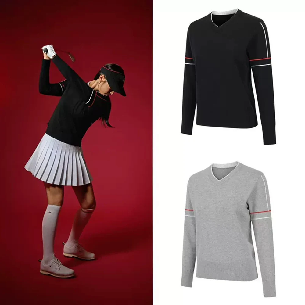 26 Autumn Winter New Women Golf Outfit Knit Sweater Tennis Clothes Sport Tops Versatile Anti-pilling Golf Apparel
