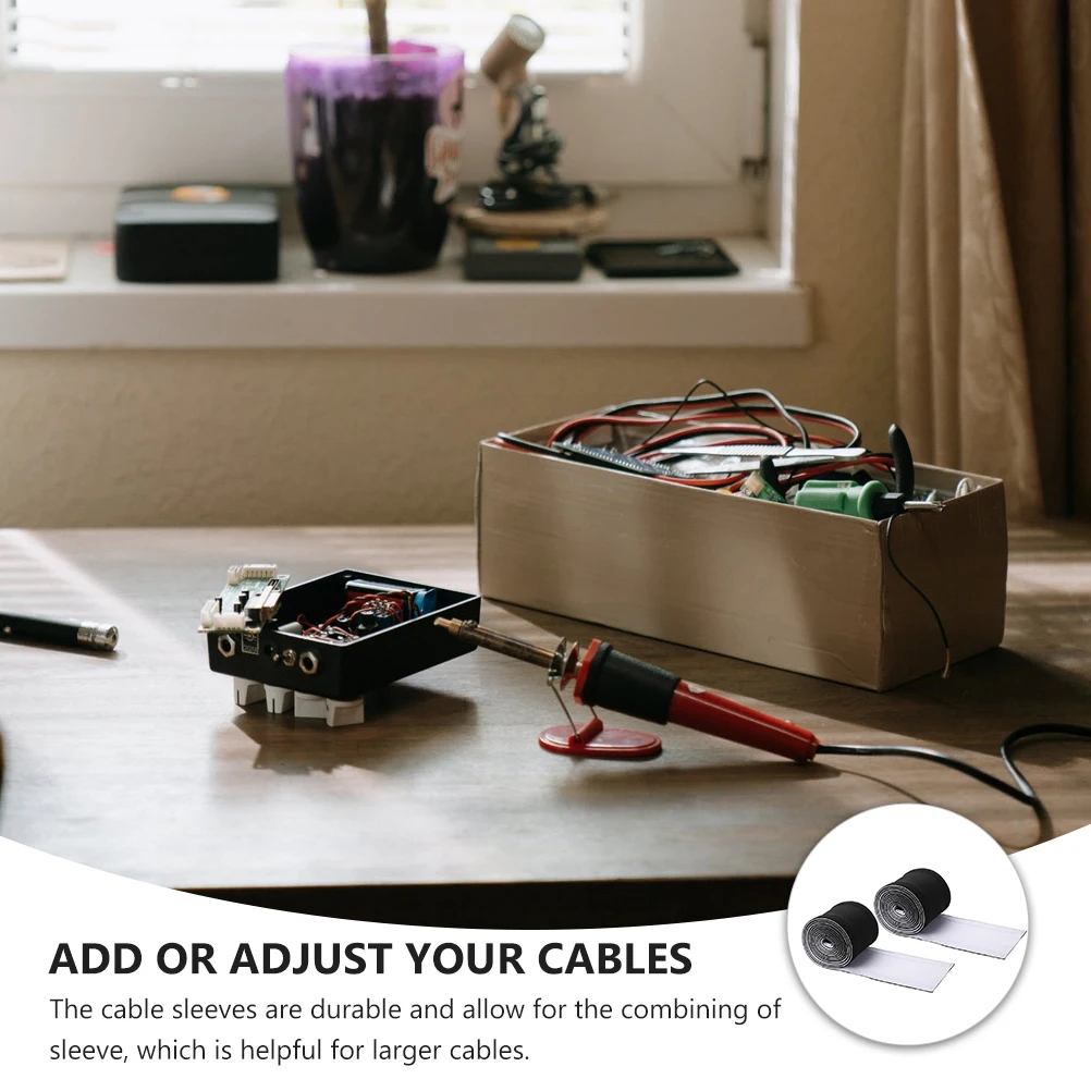 

2pcs Neoprene Cable Management Sleeve Cuttable Cord Protector Wire Organizer Reusable Adjustable Tidy Cable Sleeve For Home