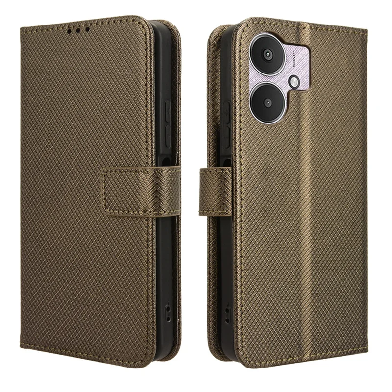 Capa estilo livro flip para Xiaomi POCO M6 5G, suporte de carteira, estojo titular para Redmi 13R, 13C, cor sólida com cordão, bonito