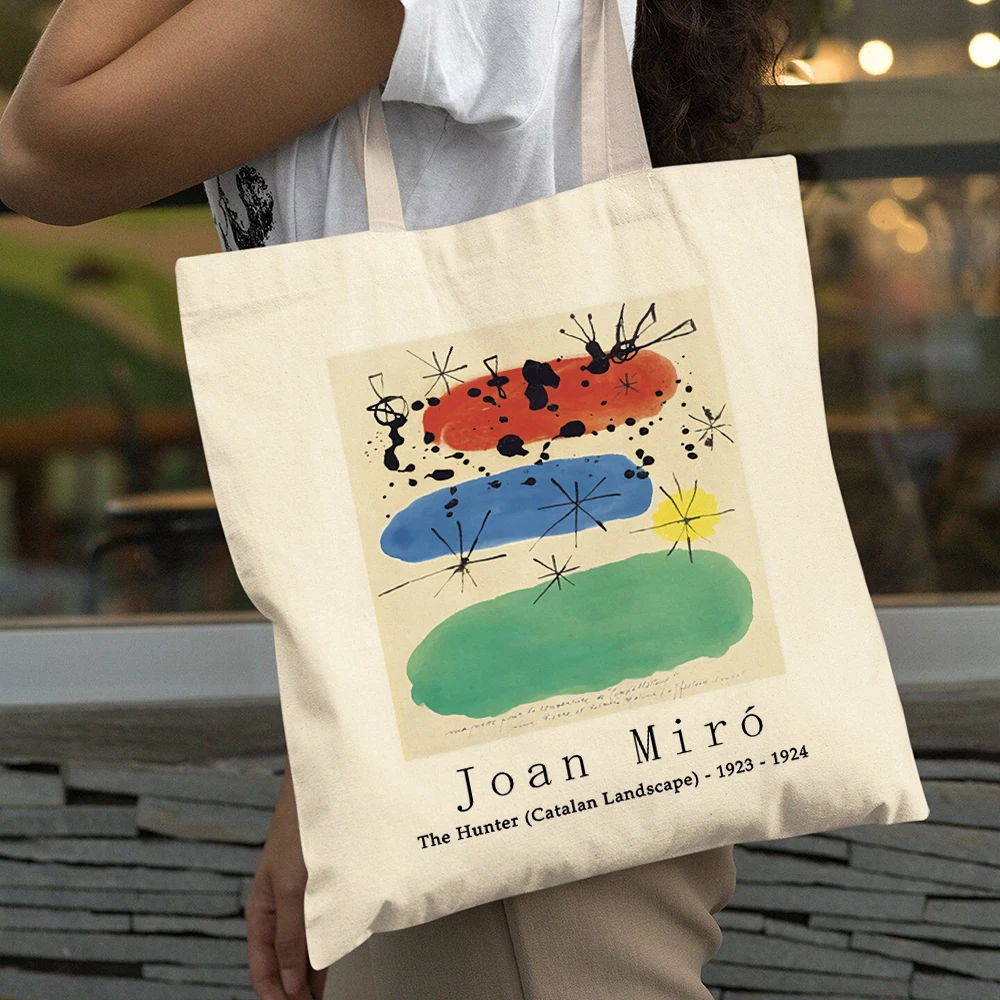 

Casual Joan Miro Art Lady Shopper Bag Modular Gallery Big Capacity Girl Tote Handbag Double Print Eco Women Shopping Bags