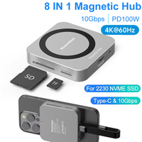 8 IN 1 Magnetic USB C Hub Type-C Multiport Adapter Docking Station 4K HDMI 100W PD For Macbook iPhone 16/15 Pro Thunderbolt 4