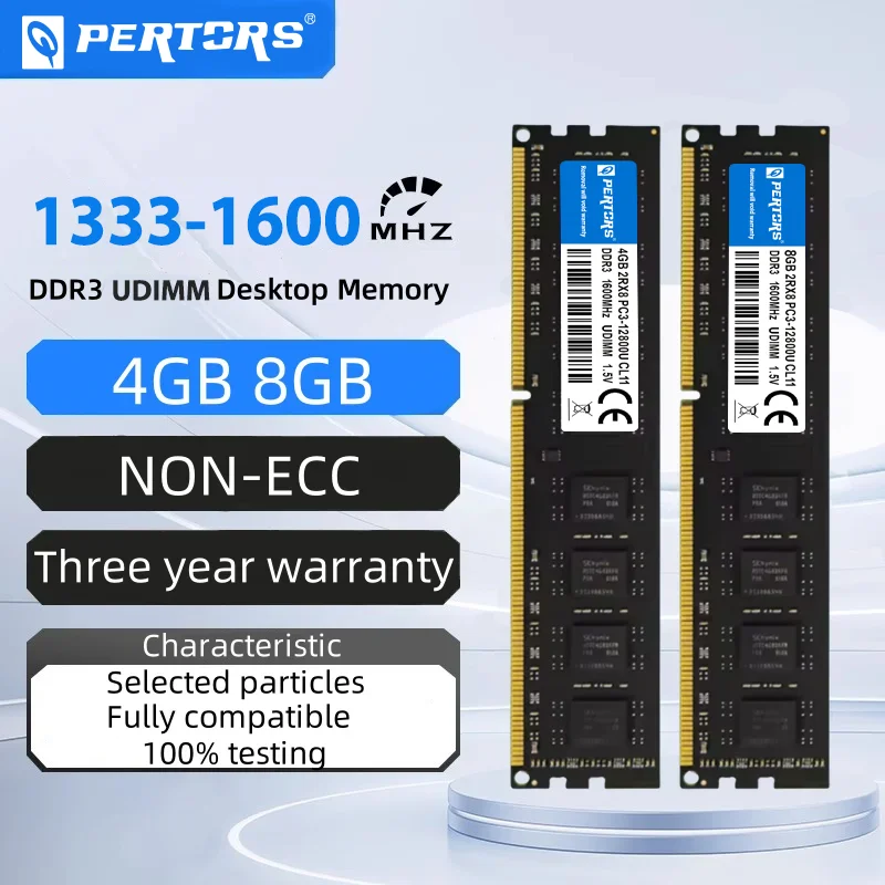 Q-PERTORS DDR3 4GB 8GB RAM 1333MHz 1600MHz DIMM Desktop RAM 240 Pins 1.5V NON ECC 2RX8 Compatible with Both Intel and AMD