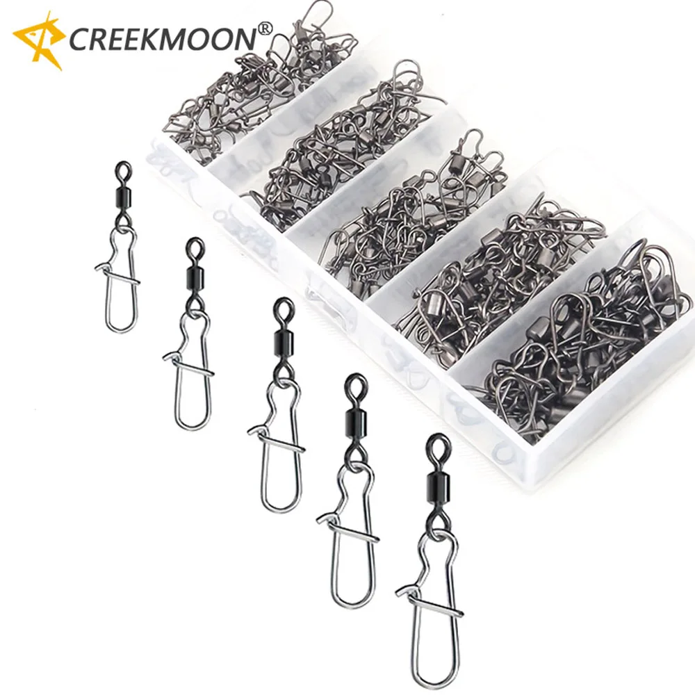 50/95Pcs/box Fishing Line Hook Connector Kit Rolling Ball Bearing Snap Swivels for Tackle Lure Accessories Improved Hookup Ratio