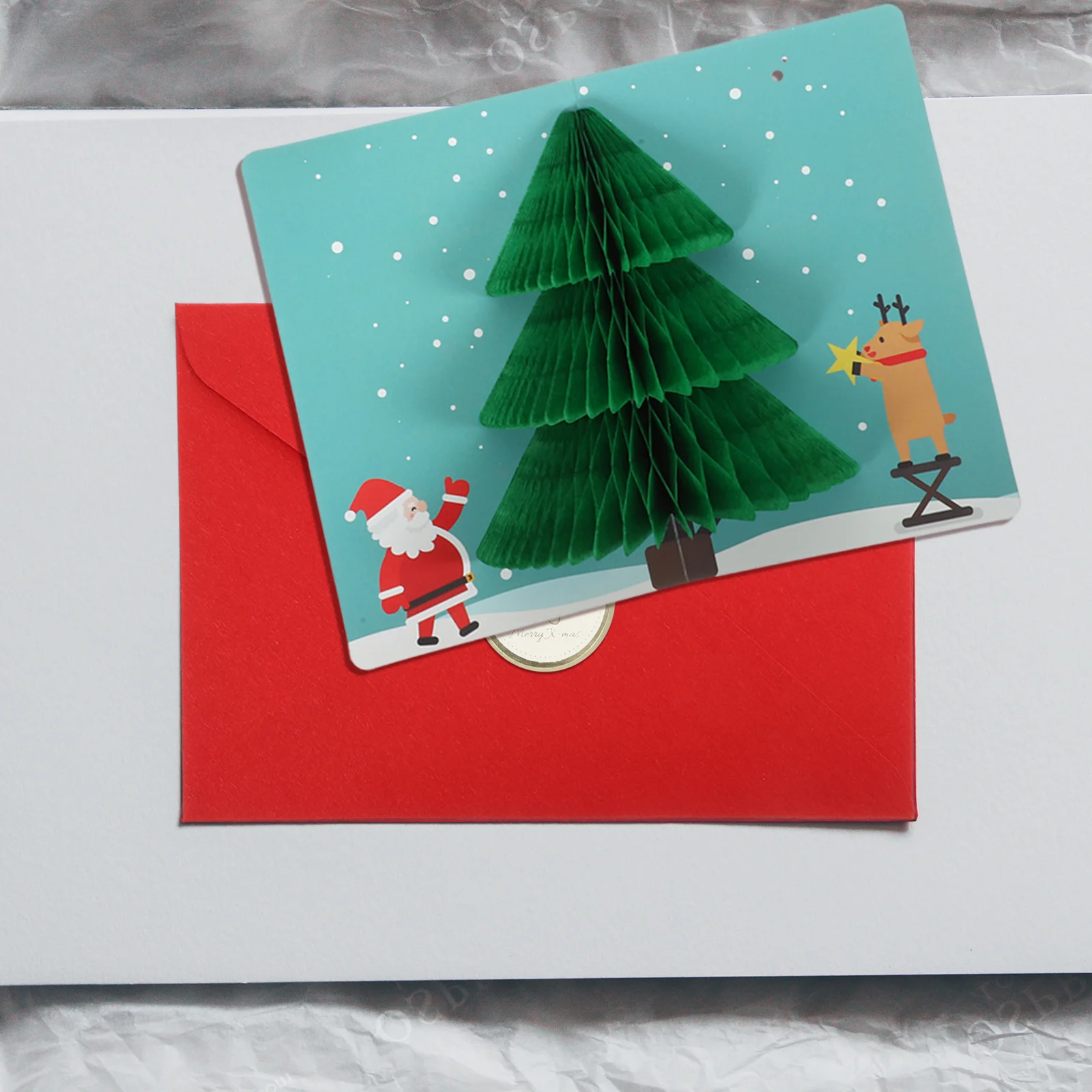 

SHOWERORO 6 Sets Christmas Cards Stickers 3D Greeting Paper Ornaments for Bridal Shower Thank You Grad Party Decorations Fun