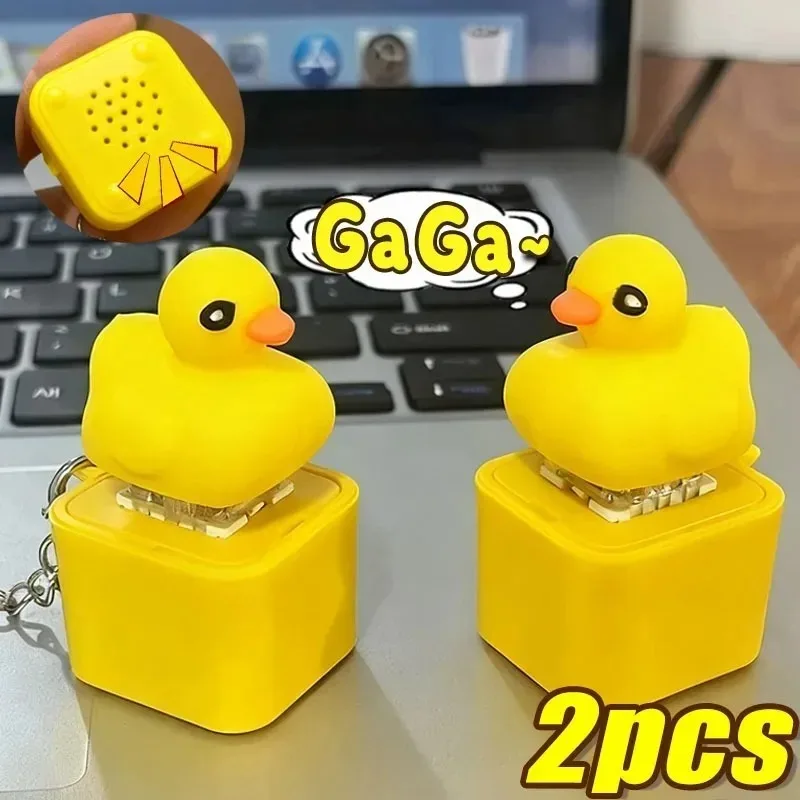 1/2pcs Quacky Duck Keyboard Fidget Toys Keychain Keyboard Toys Finger Button Clicker Sensory Toys Stress Relief Gifts Keyring