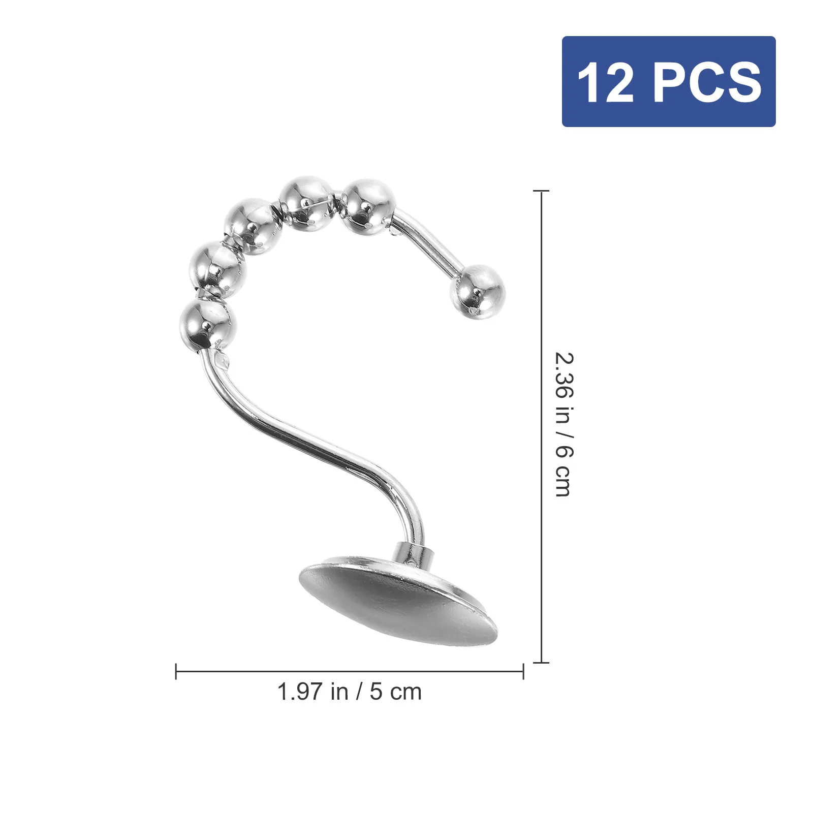 12Pcs Shower Curtain Hooks Zinc Alloy Sturdy Curtain Hanging Hooks for Shower Rods Decorative Bathroom Accessories Smooth Glide