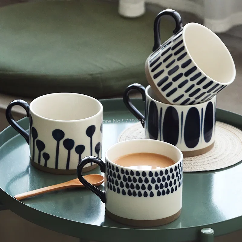 

Hand-painted Ceramic Coffee Cups Beer Tea Mug Mug Nordic Wind Mug Large Breakfast Blue Milk Coffee Cup Glass Drinkware