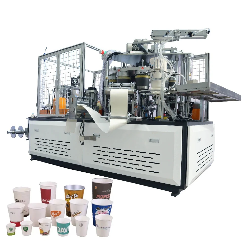 100-120 قطعة/دقيقة 3-16 أوقية آلة تشكيل الأكواب الورقية الطباعة والقالب قطع خط إنتاج آلة تصنيع الأكواب الورقية الأوتوماتيكية الكاملة