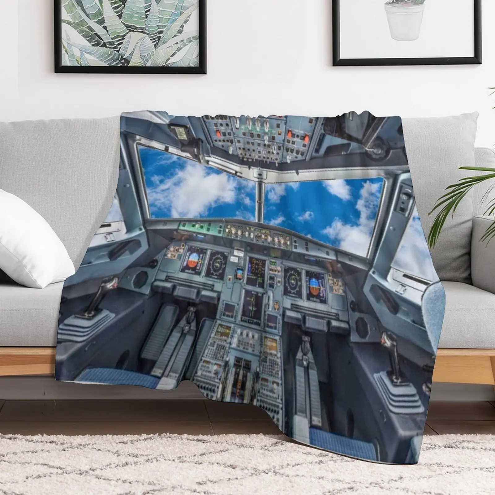 Airbus A320 Throw Blanket Multi-Purpose Giant Sofa Stuffeds Blankets