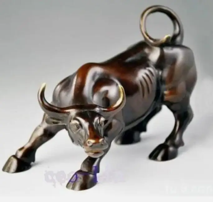 Figurine Lucky Big Wall Street Bronze Fierce Bull Cattle Unique Statue 8inch