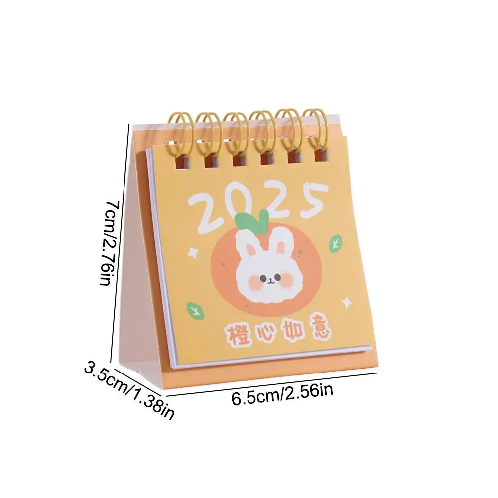 Creative 2025 Mini Calendar Cute Fruits Thick Paper Mini Desktop Calendar To Do List Pocket Calendar Standing Flip Calendar