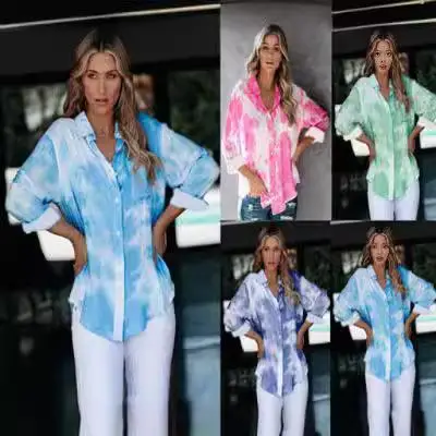 

Adient Printed Loose Long Sve irt for Women Cotton 00% Flip Collar Design Comfortable Fit Sved irt Faionable Ladies...