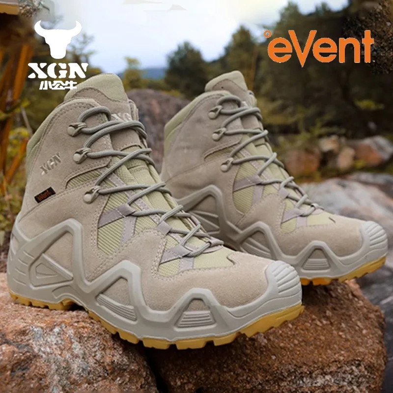 XGN Cowhide EVENT Waterproof Hiking shoes Men mountian breathable Sneakers hunting Boots Tactical Desert Combat trekking Boots