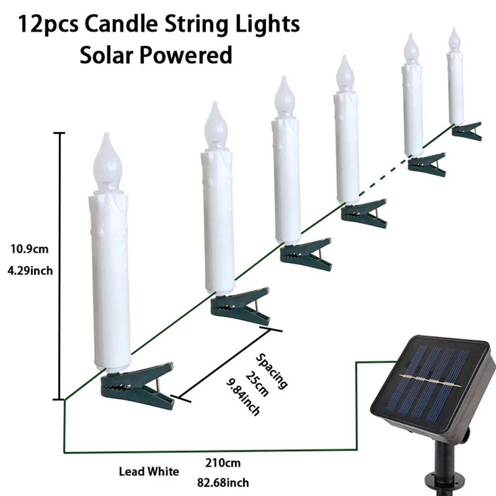 태양열 구동 및 배터리 구동 양초, 테이퍼 티라이트, 크리스마스 트리 장식, 따뜻하고 다채로운 조명