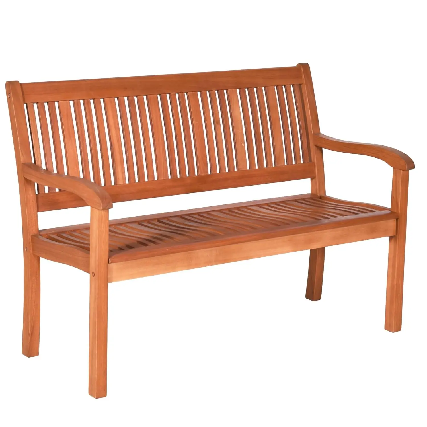 

50" Solid Wood Outdoor Garden Bench Dense Slats Curved Armrest Patio Park Loveseat Deck Porch Yard, Customized
