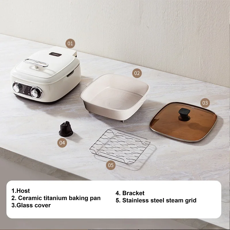 1800W Multifunction Double Sided Baking Electric Pancake Machine 3 Gear Adjust Home Ceramic Non-stick Skillet Deepen Hot Pot