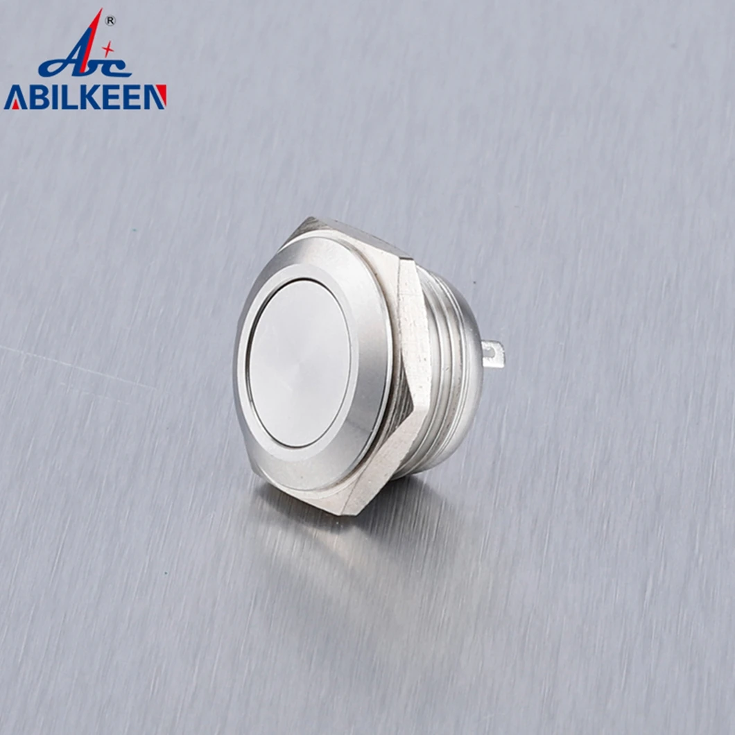 ABILKEEN Super Thin 22/25/28/30MM Waterproof IP65 Flat Head  ON Self-Reset Metal Push Button Switch