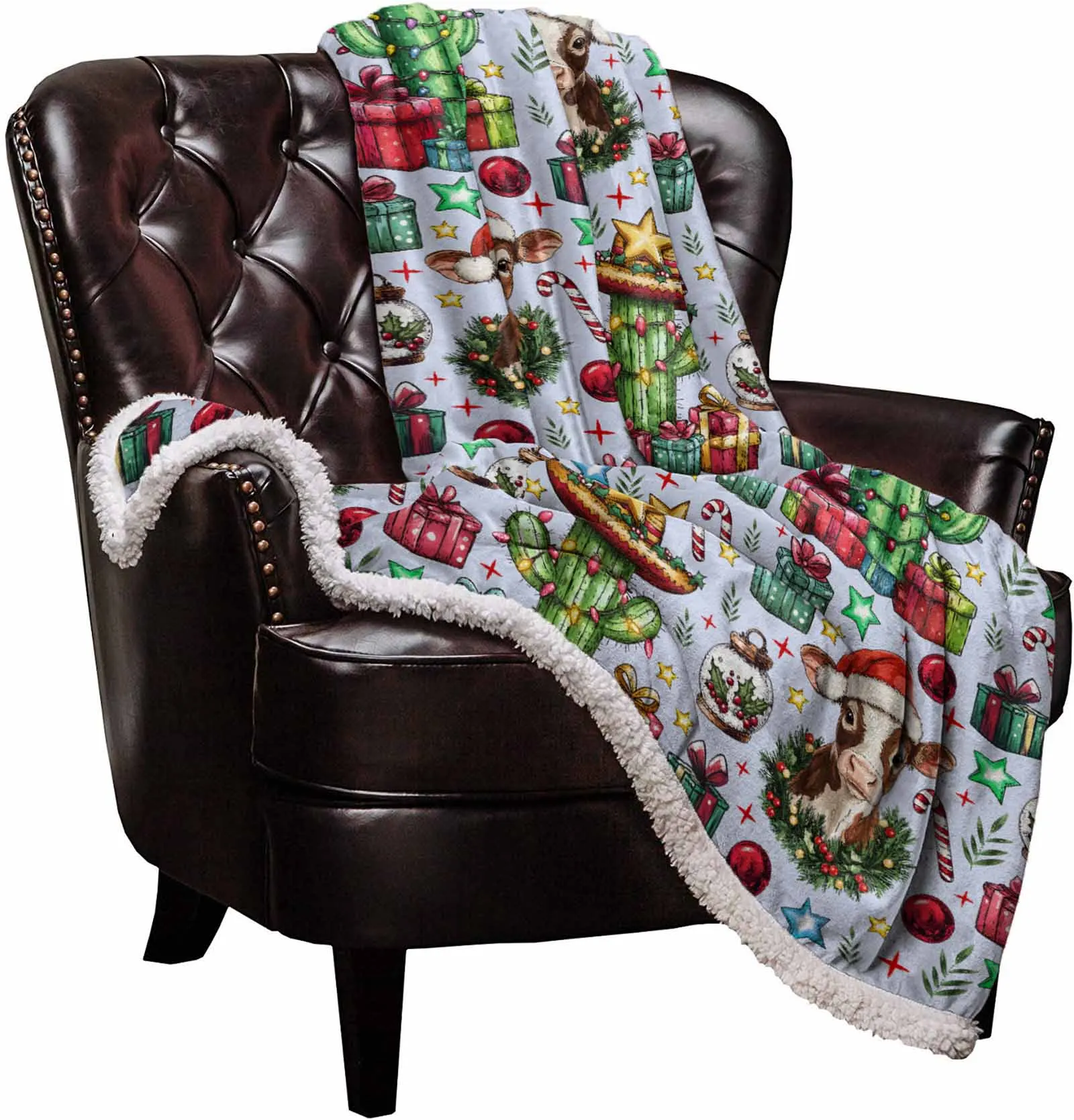 Christmas And Winter Western Cowboy Hat Winter Warm Cashmere Blanket Office Sofa Soft Throw Blanket Kids Bed Bedspread