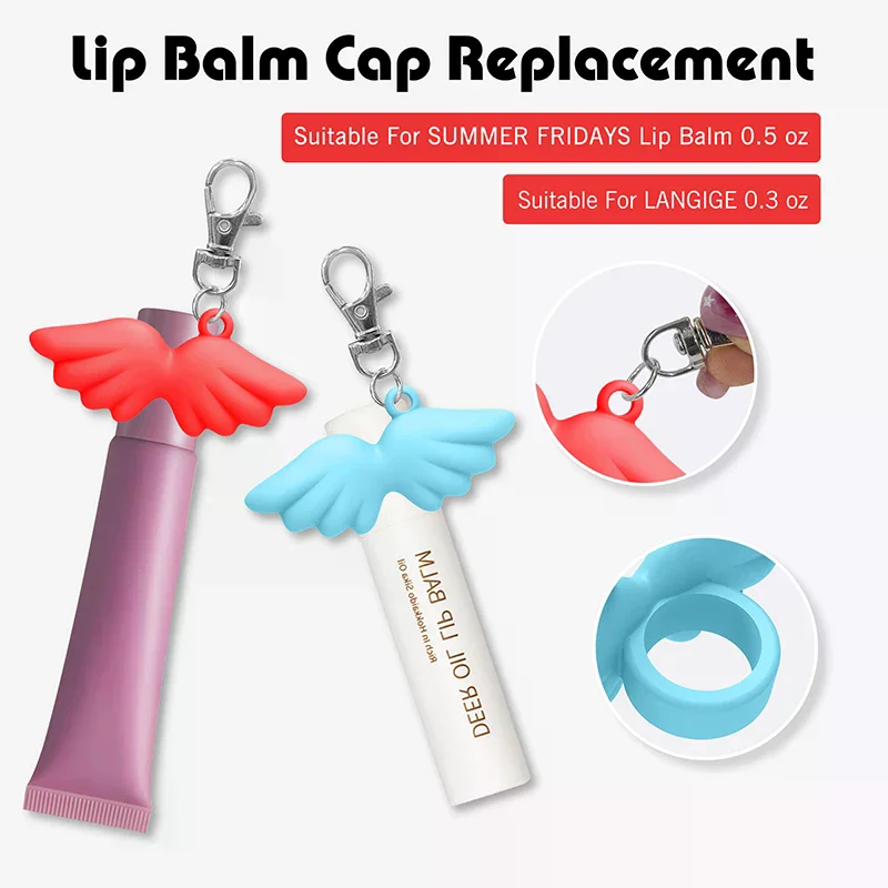 Durable Silicone Lip Balm Keychain Cap Bag Pendant Lipstick Storage Key Ring Makeup Tool Accessory Lip Gloss Keycap