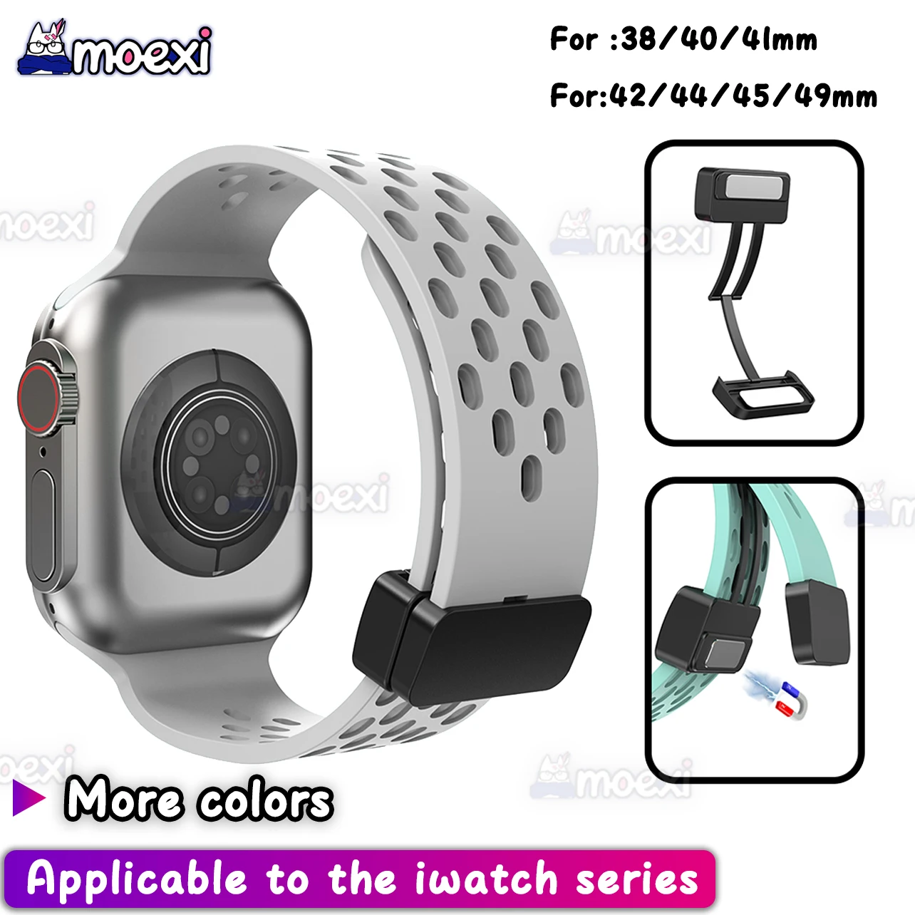 حزام مغناطيسي من السيليكون لساعة iwatch HK8 HK9 Pro Max 44 45 42 38 49 مللي متر مغناطيسي HK8 Pro Max H12 Ultra DT8 Plus ZD8 S9 SE Band #1