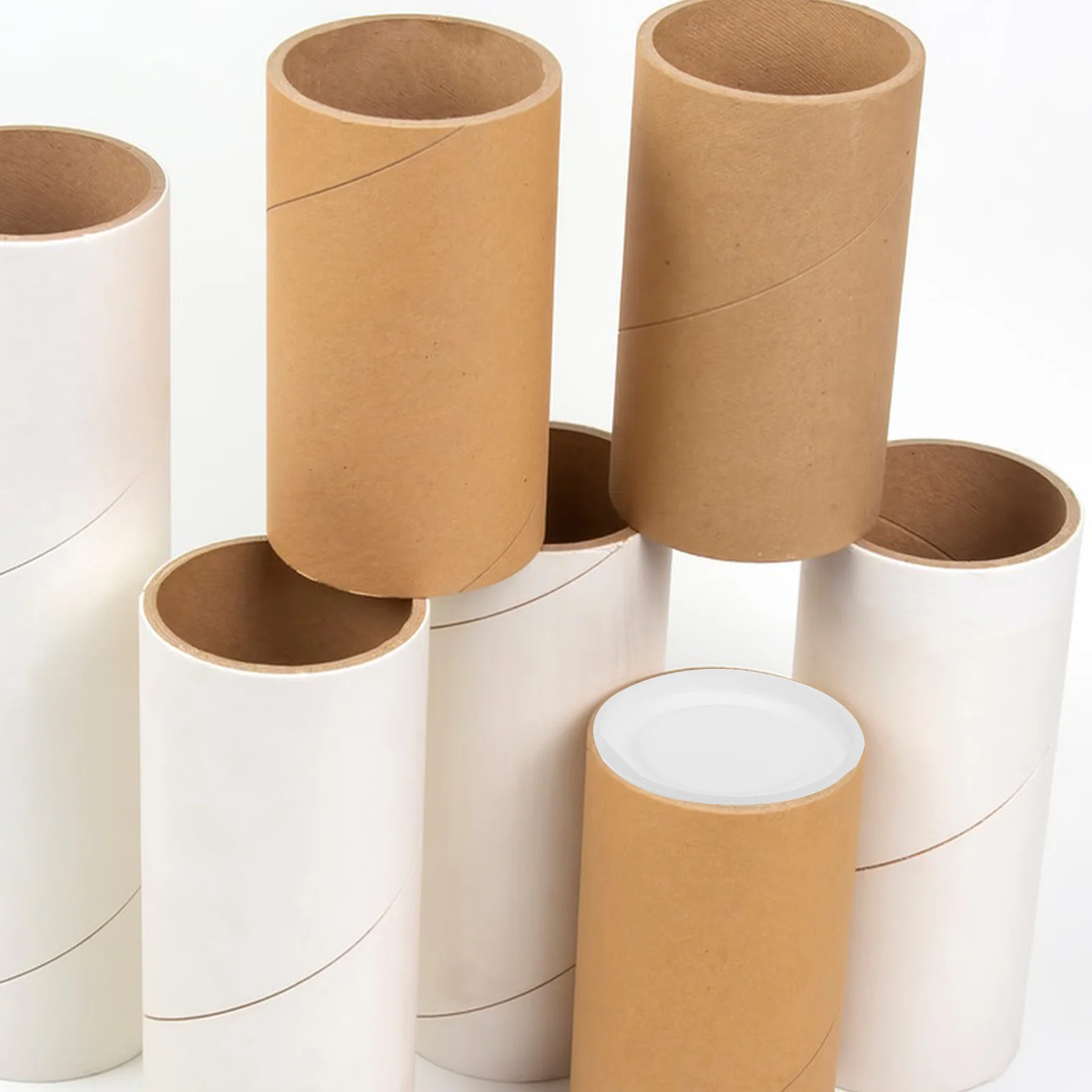 20 Pcs Mailing Tube End Caps Plastic Small Round Multi-function Kraft Paper Plugs Shipping Painting